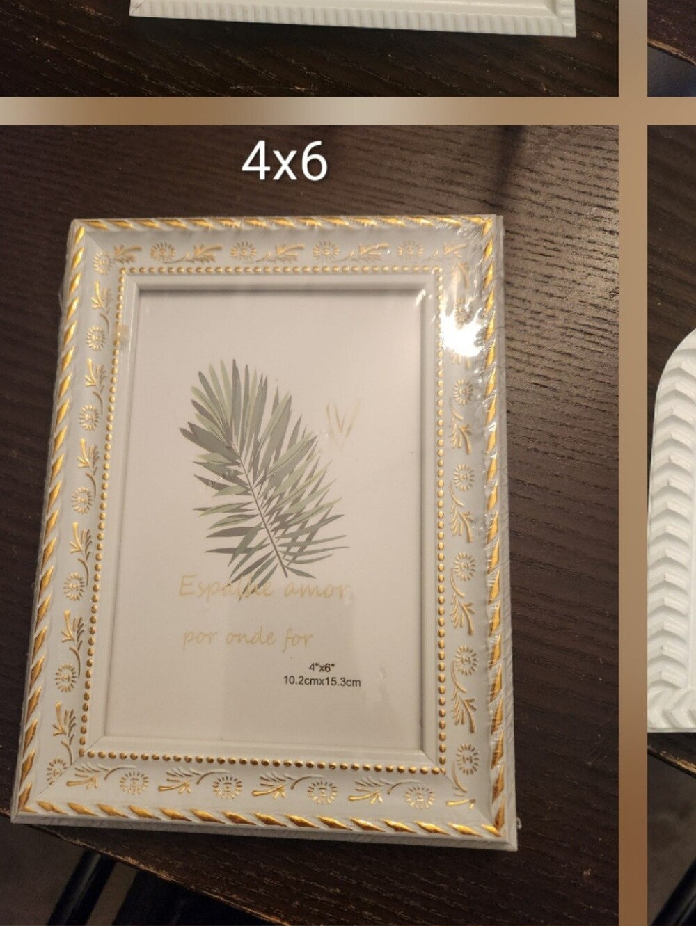 White and Gold Ornate 4x6 Decorative Picture Frame